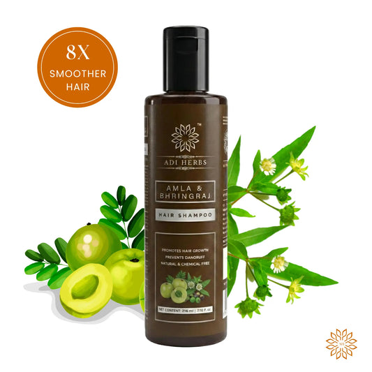 Amla & Bhringraj Herbal Shampoo for Smooth & Frizz-Free Hair | Adi Herbs